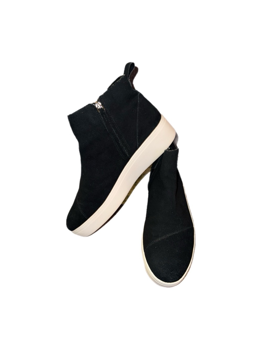 Tom’s Jamie Women's Black Suede Zip-Detail High-Top Sneakers size 10